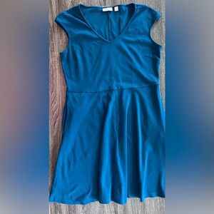NY & Co. V-deck Blue Dress with Pockets | Size Large